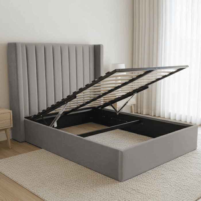 Modern Upholstered WingBack Ottoman Storage Bed Frame