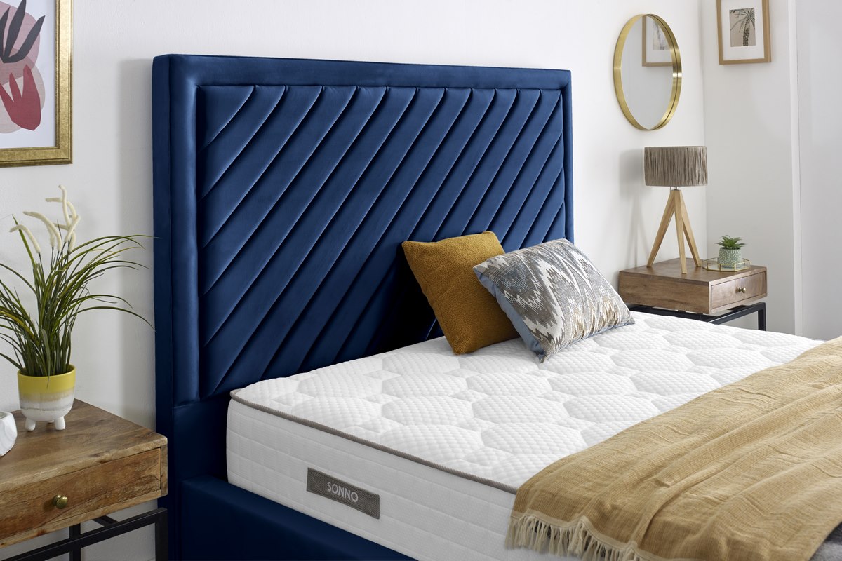 Luxury Blue Upholstered Bed - Image 3